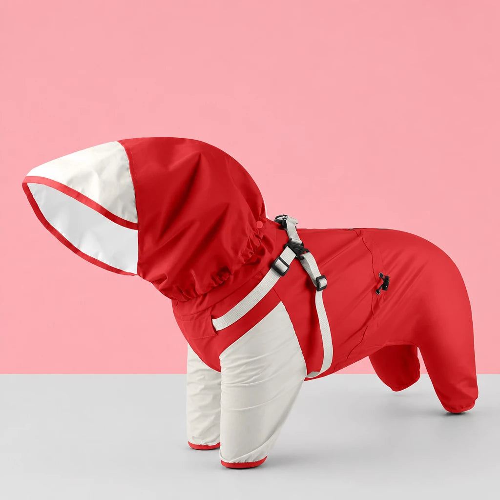 Hooded Four-Leg Dog Raincoat for Small to Medium Dogs