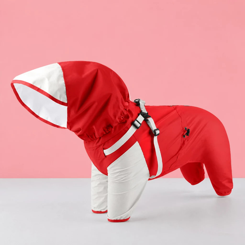 Hooded Four-Leg Dog Raincoat for Small to Medium Dogs
