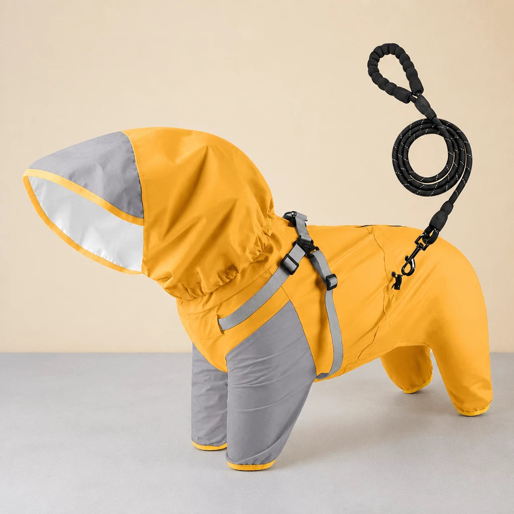 Hooded Four-Leg Dog Raincoat for Small to Medium Dogs