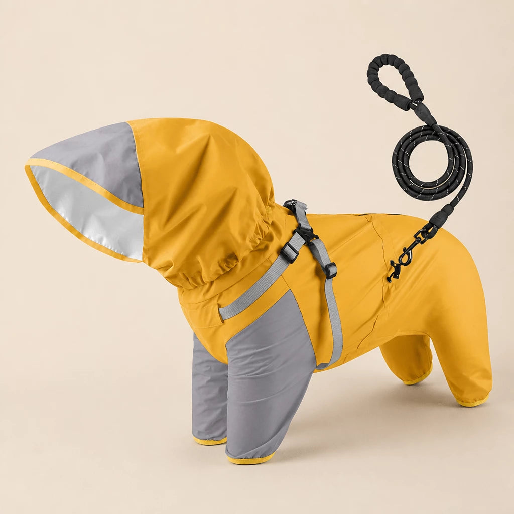 Hooded Four-Leg Dog Raincoat for Small to Medium Dogs