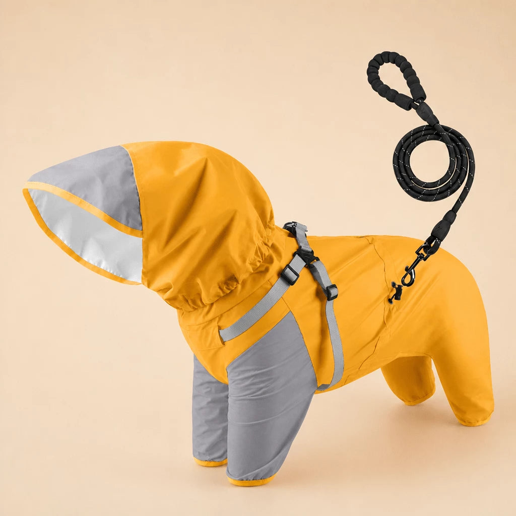 Hooded Four-Leg Dog Raincoat for Small to Medium Dogs