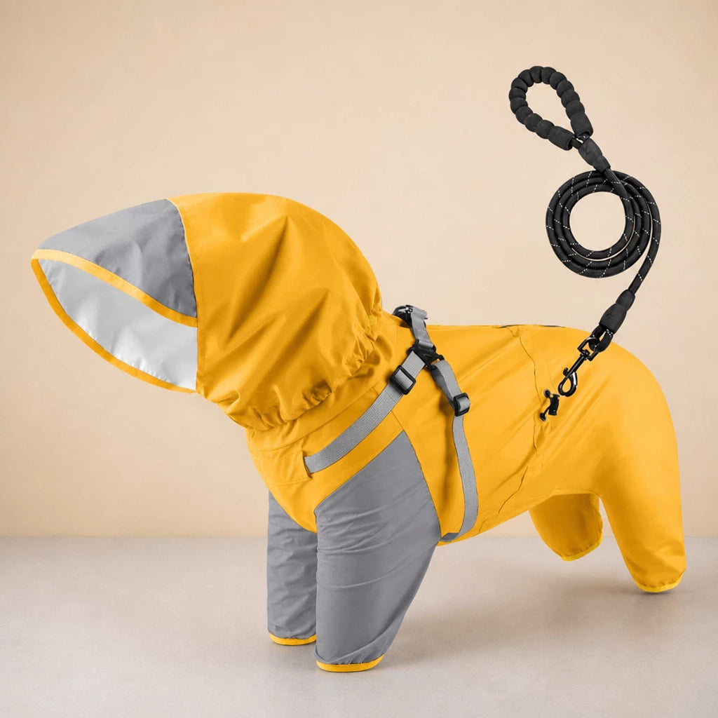 Hooded Four-Leg Dog Raincoat for Small to Medium Dogs
