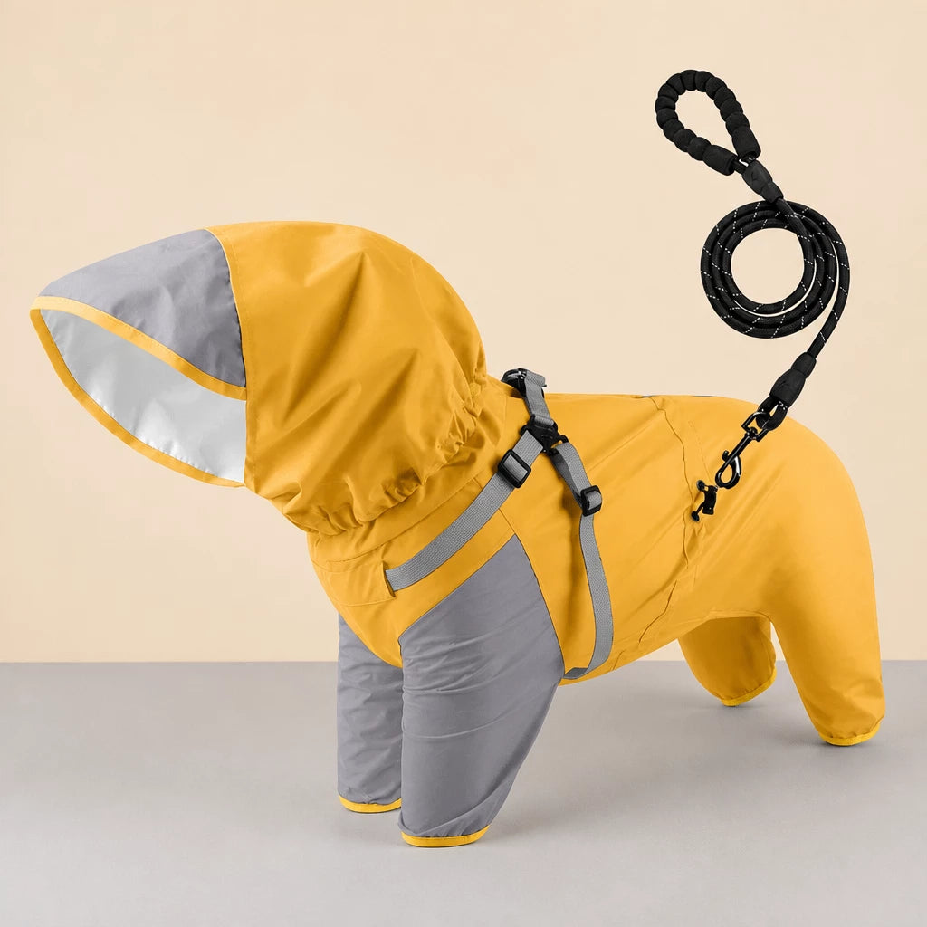 Hooded Four-Leg Dog Raincoat for Small to Medium Dogs