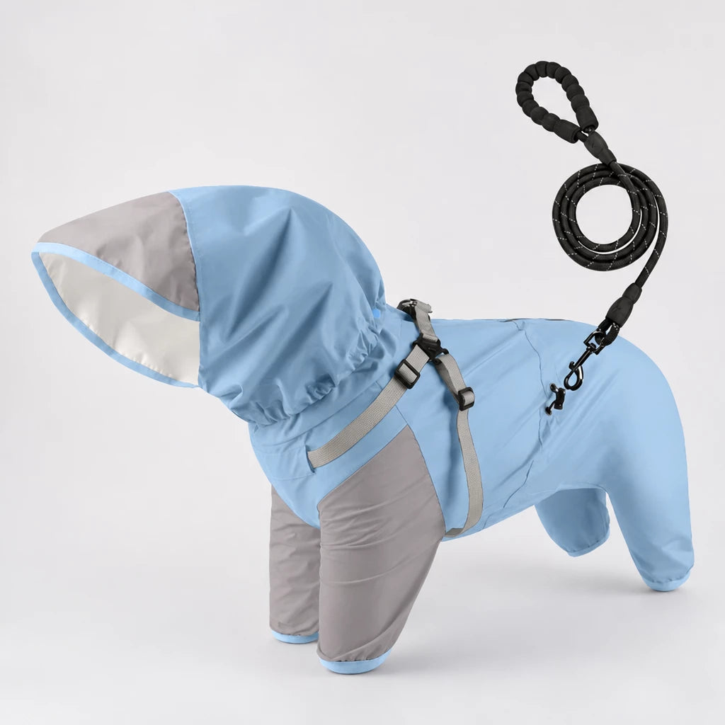 Hooded Four-Leg Dog Raincoat for Small to Medium Dogs