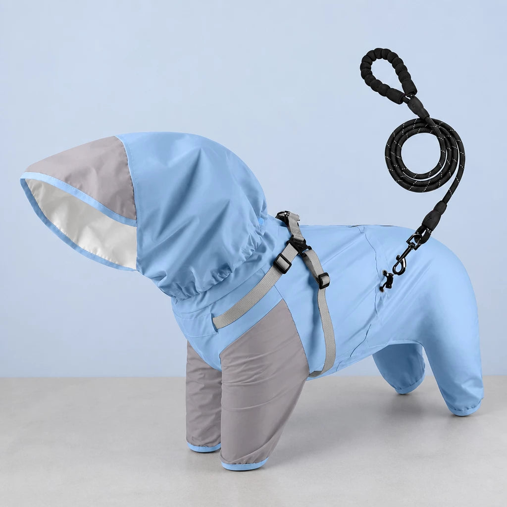 Hooded Four-Leg Dog Raincoat for Small to Medium Dogs