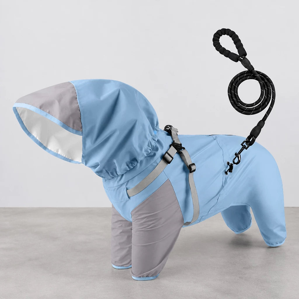 Hooded Four-Leg Dog Raincoat for Small to Medium Dogs