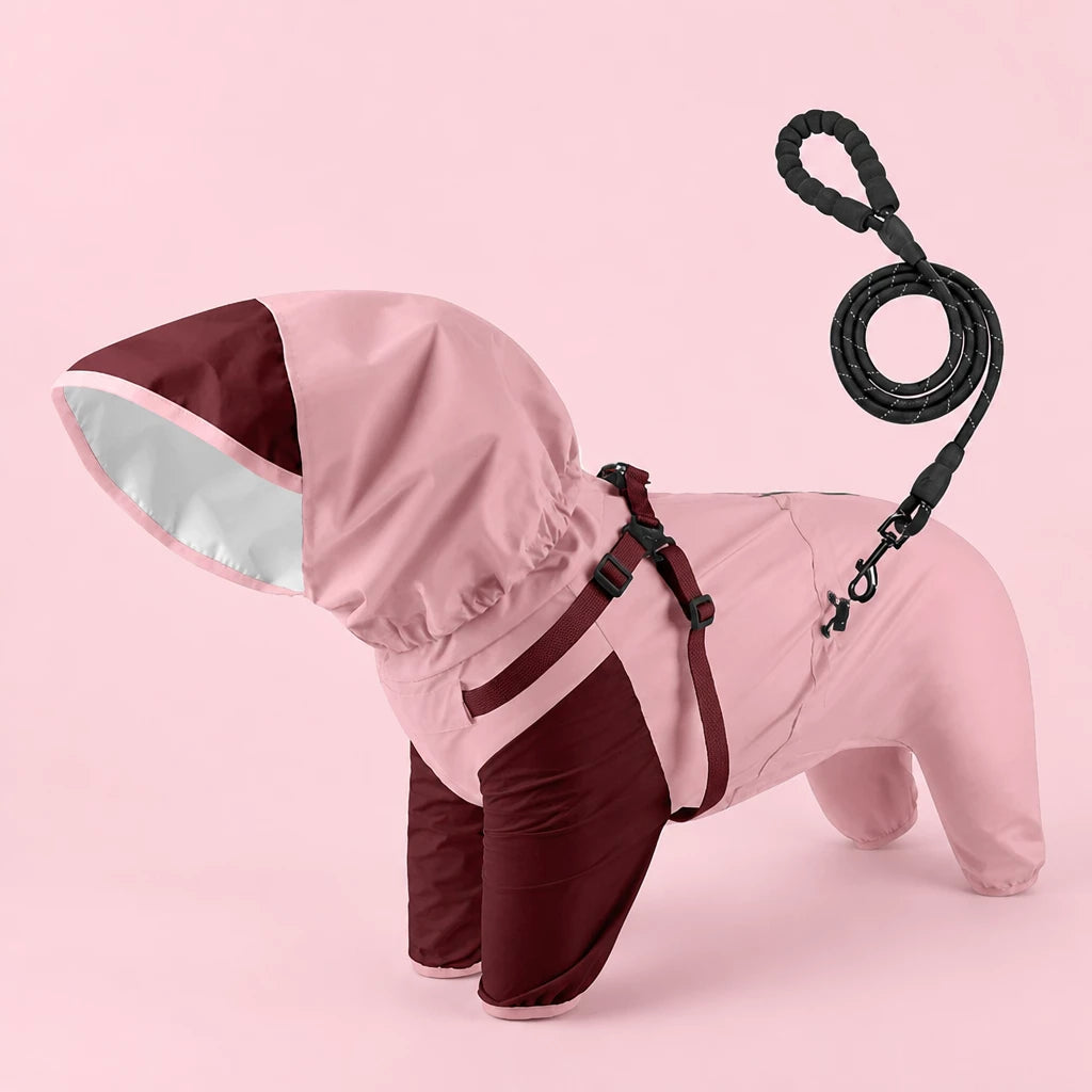 Hooded Four-Leg Dog Raincoat for Small to Medium Dogs