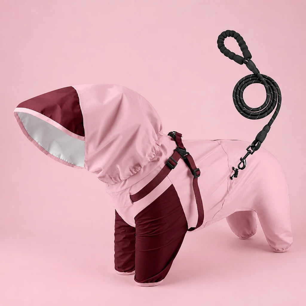 Hooded Four-Leg Dog Raincoat for Small to Medium Dogs