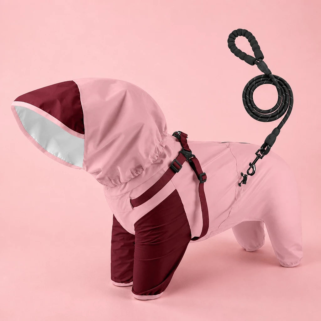 Hooded Four-Leg Dog Raincoat for Small to Medium Dogs