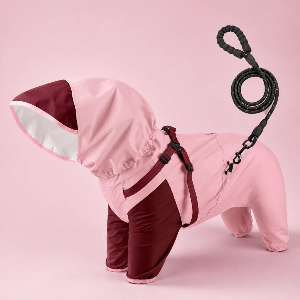 Hooded Four-Leg Dog Raincoat for Small to Medium Dogs