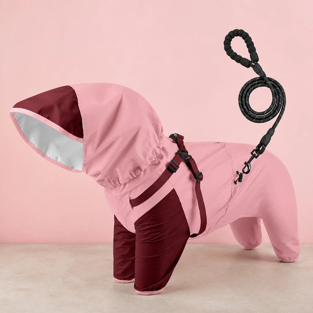 Hooded Four-Leg Dog Raincoat for Small to Medium Dogs