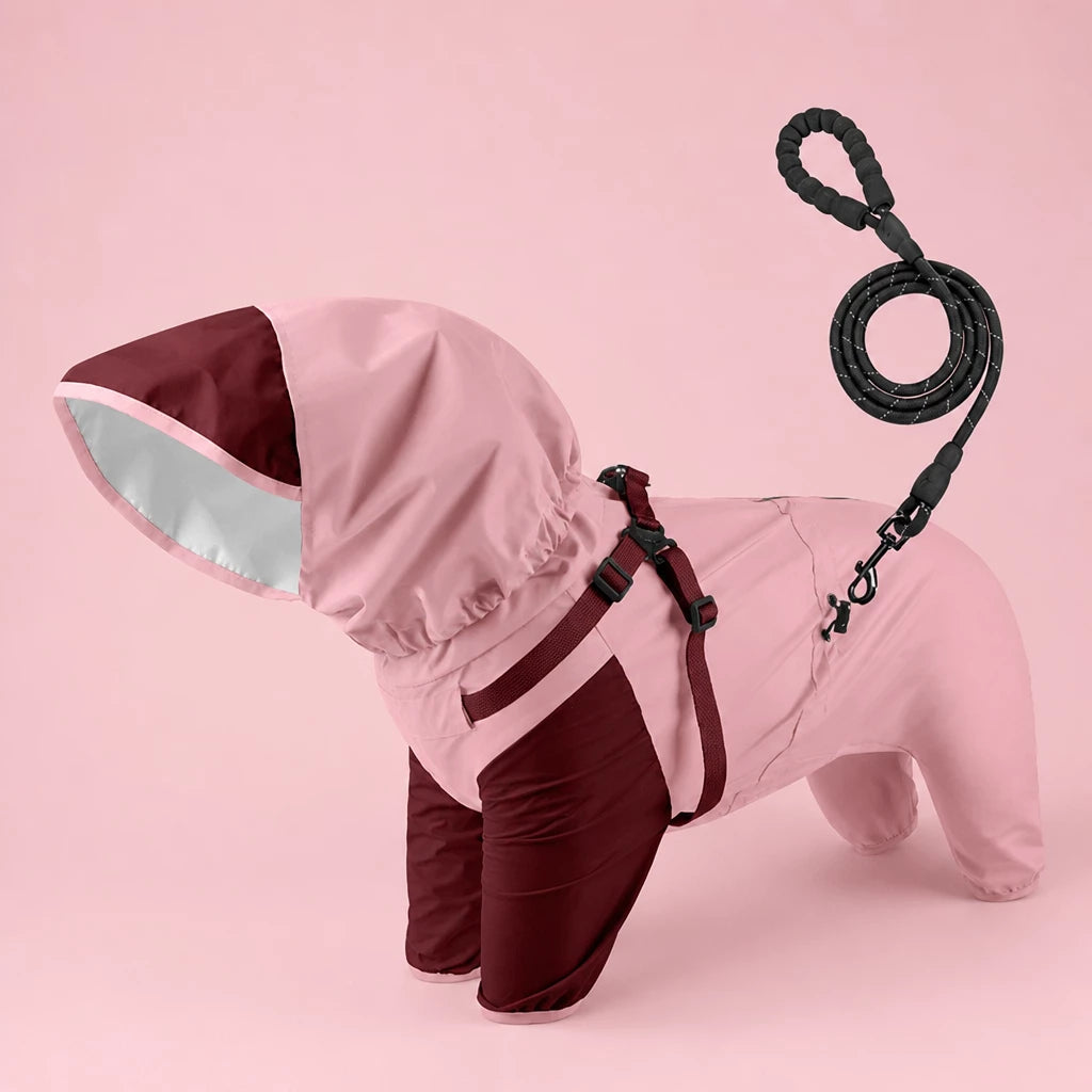 Hooded Four-Leg Dog Raincoat for Small to Medium Dogs