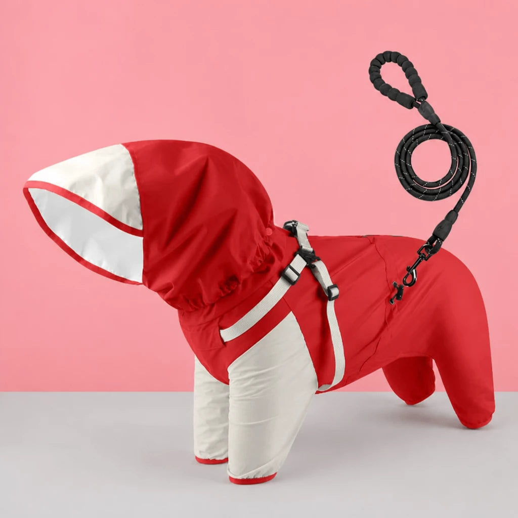 Hooded Four-Leg Dog Raincoat for Small to Medium Dogs