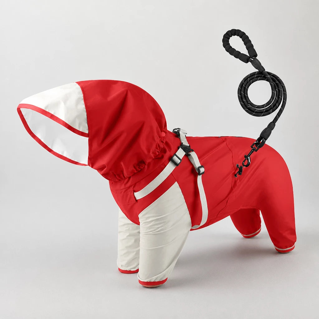 Hooded Four-Leg Dog Raincoat for Small to Medium Dogs