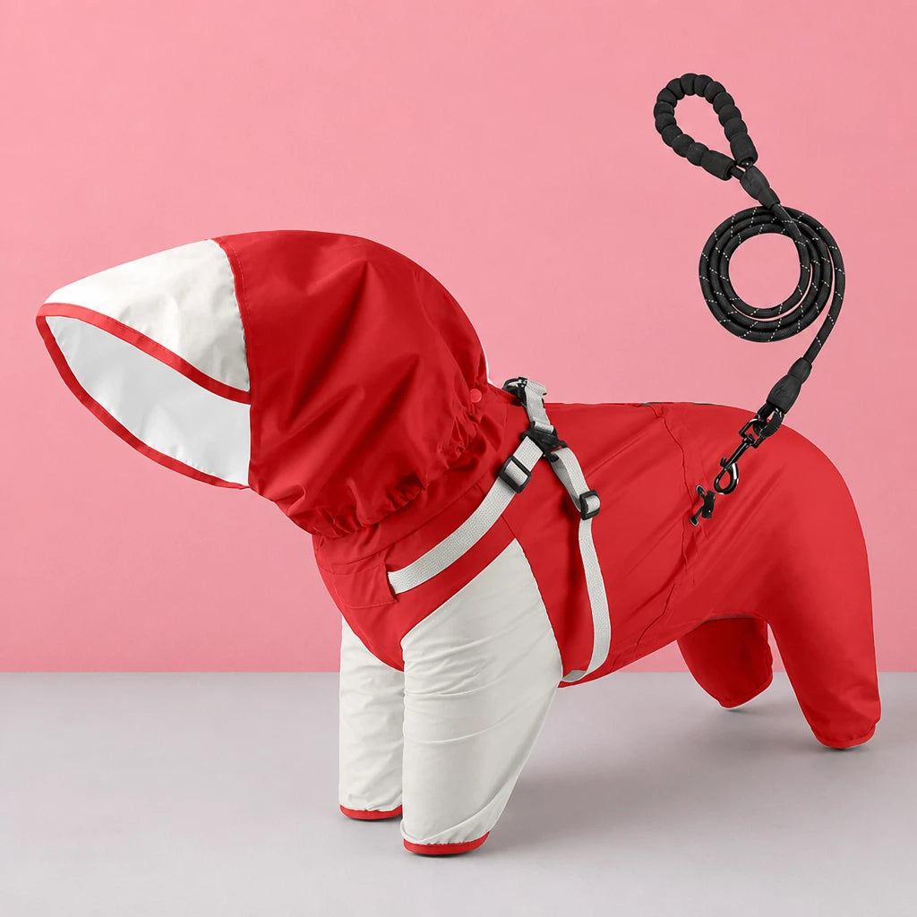 Hooded Four-Leg Dog Raincoat for Small to Medium Dogs