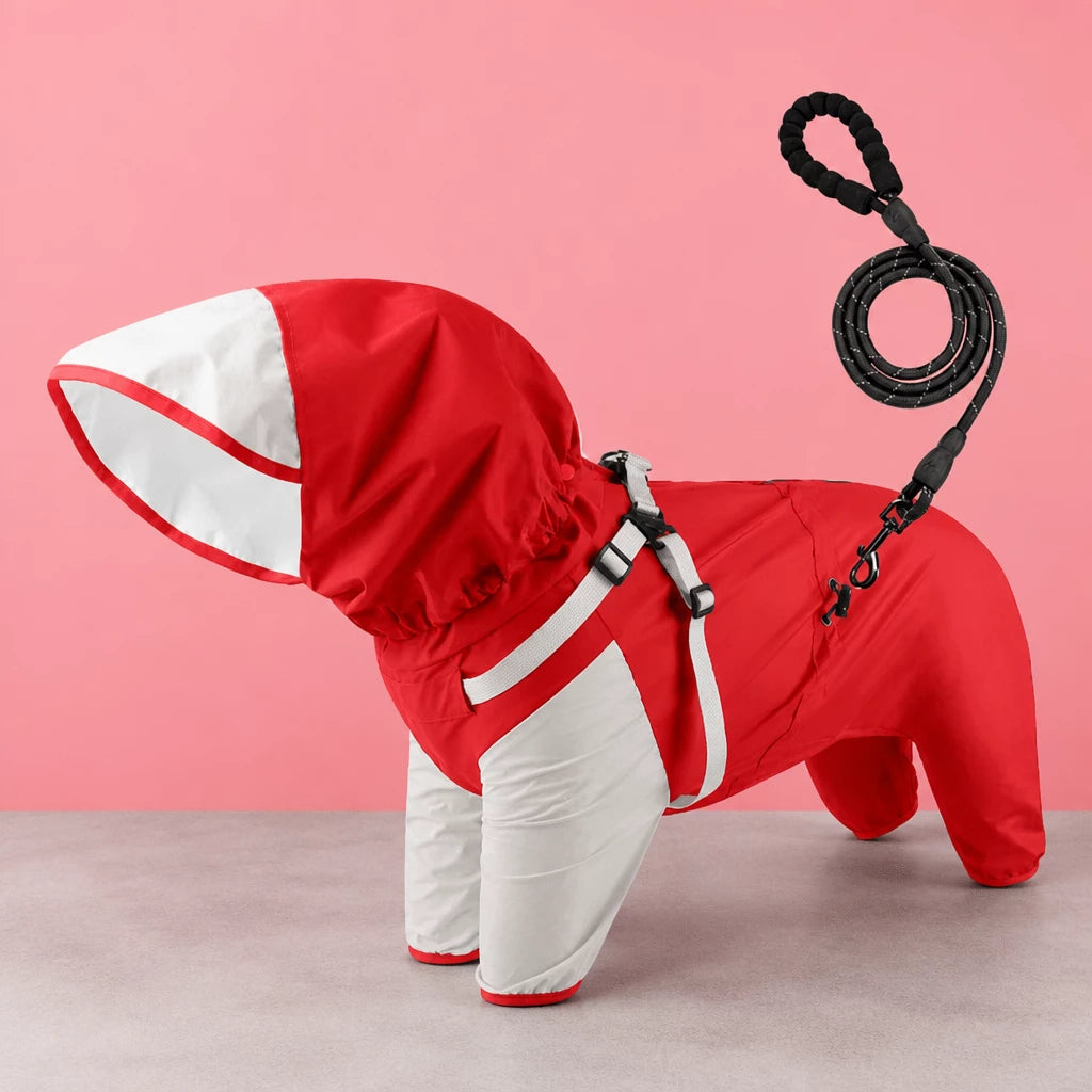 Hooded Four-Leg Dog Raincoat for Small to Medium Dogs