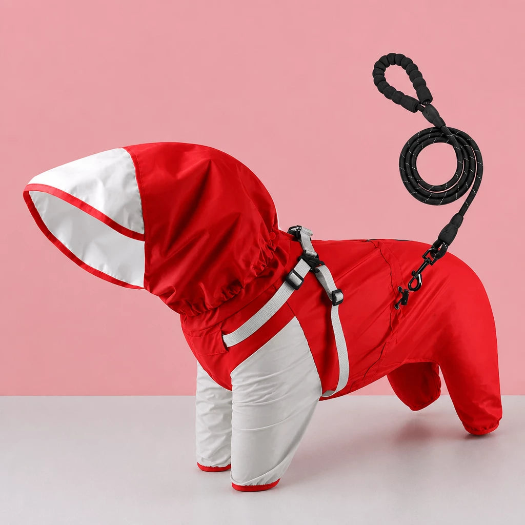Hooded Four-Leg Dog Raincoat for Small to Medium Dogs