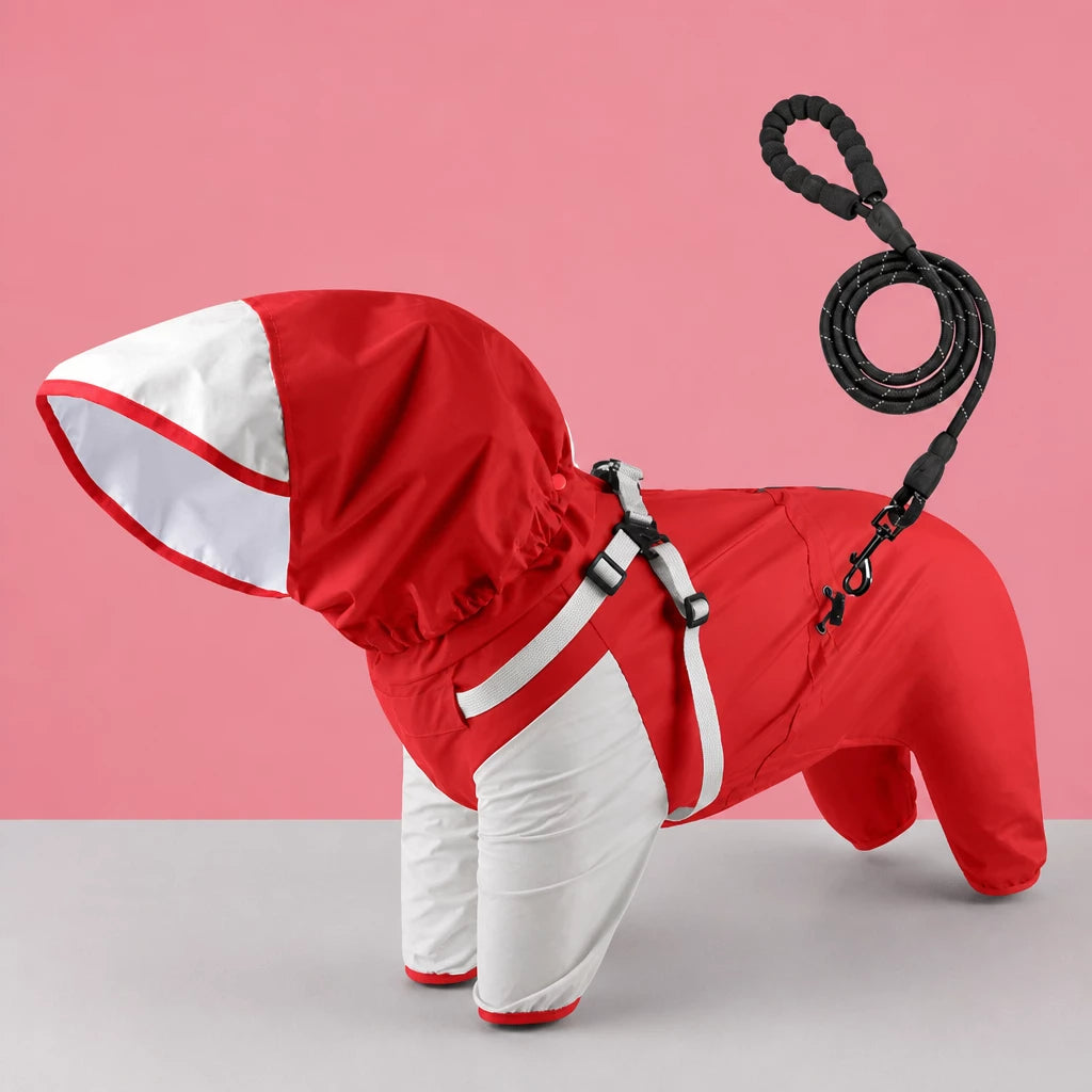 Hooded Four-Leg Dog Raincoat for Small to Medium Dogs