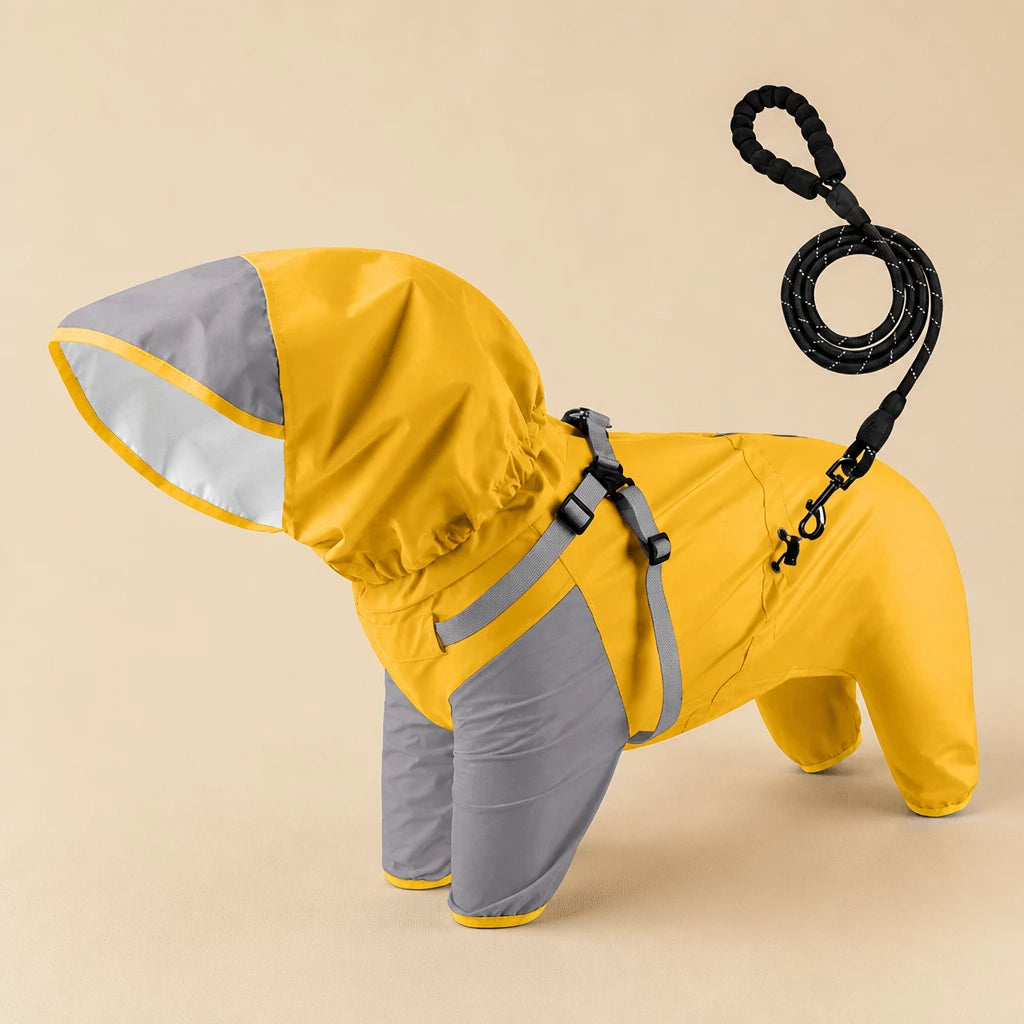 Hooded Four-Leg Dog Raincoat for Small to Medium Dogs