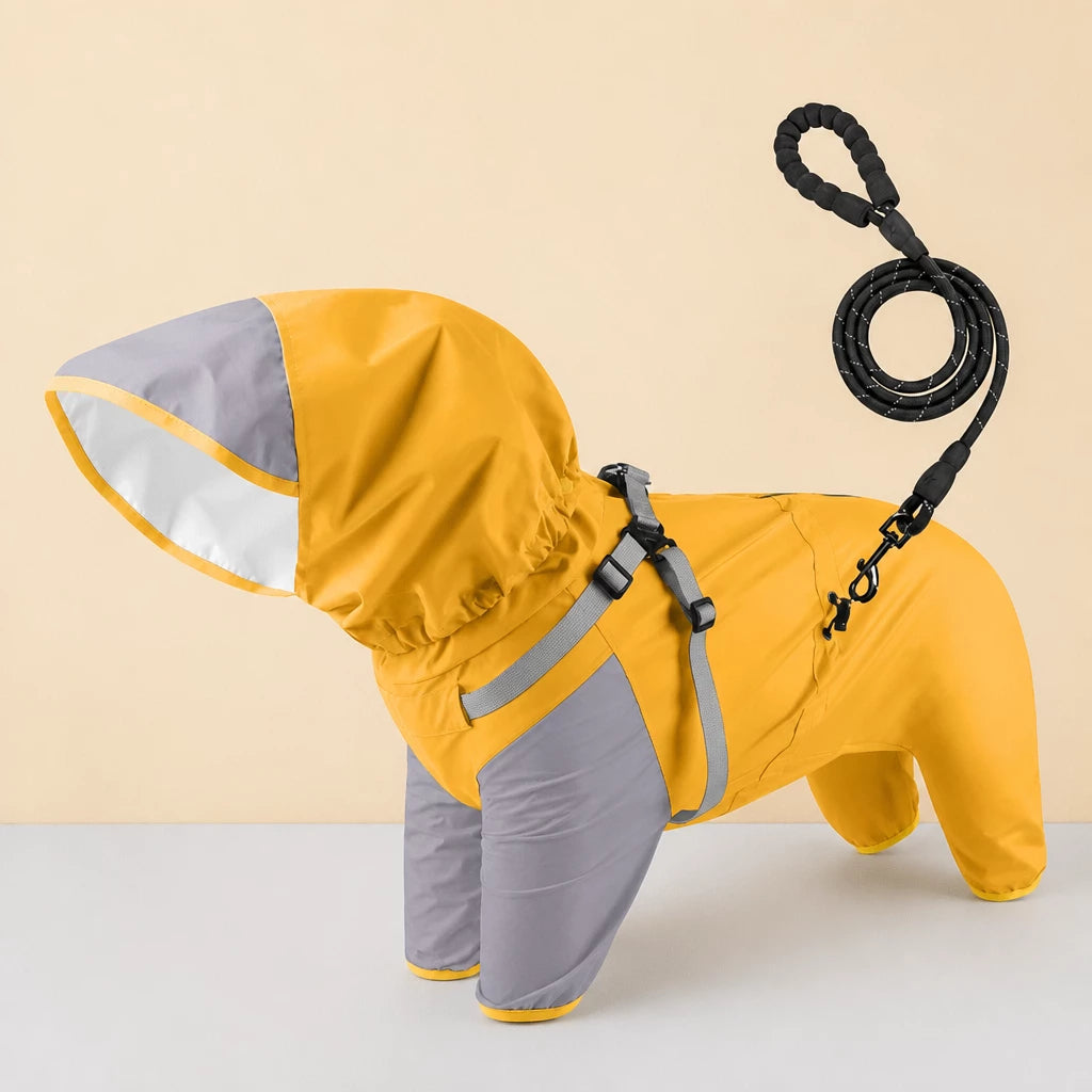 Hooded Four-Leg Dog Raincoat for Small to Medium Dogs