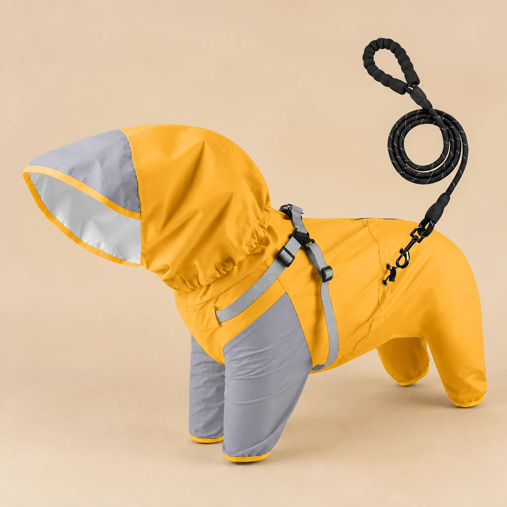 Hooded Four-Leg Dog Raincoat for Small to Medium Dogs