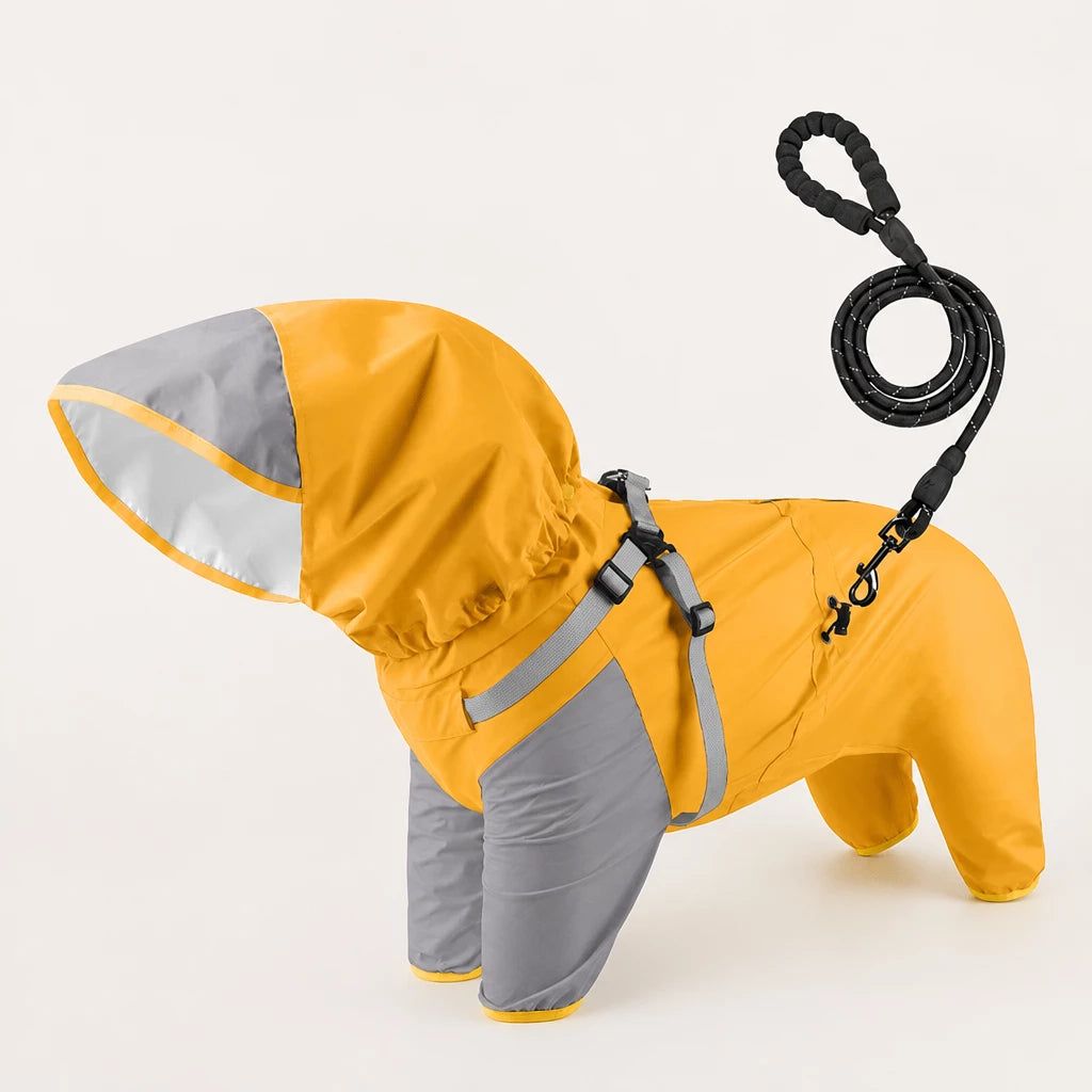 Hooded Four-Leg Dog Raincoat for Small to Medium Dogs