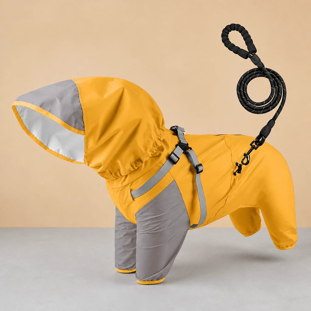 Hooded Four-Leg Dog Raincoat for Small to Medium Dogs