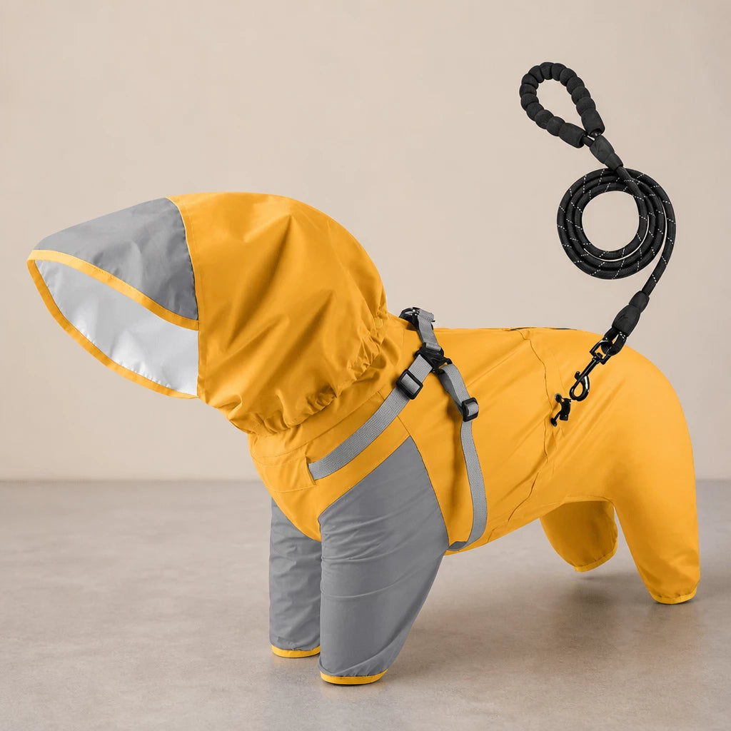 Hooded Four-Leg Dog Raincoat for Small to Medium Dogs