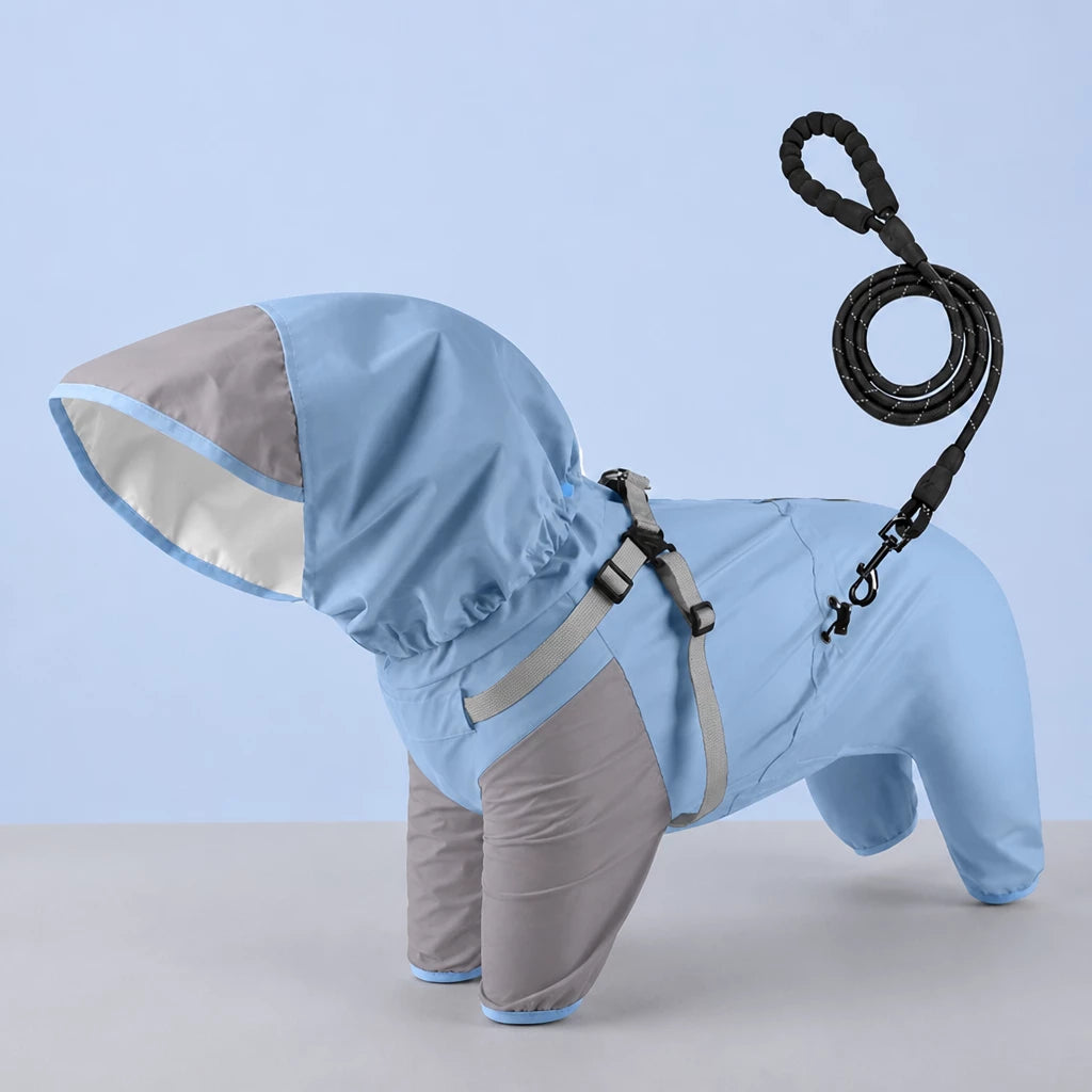 Hooded Four-Leg Dog Raincoat for Small to Medium Dogs