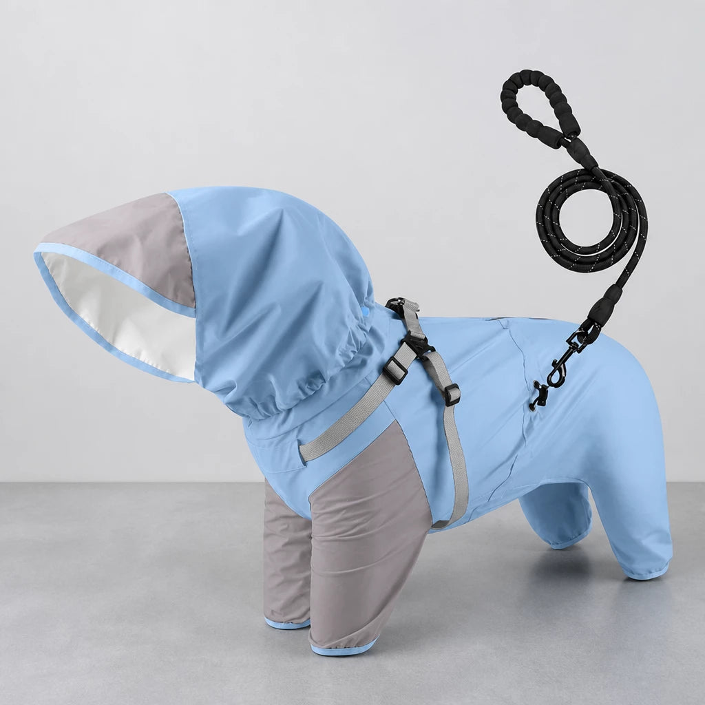 Hooded Four-Leg Dog Raincoat for Small to Medium Dogs