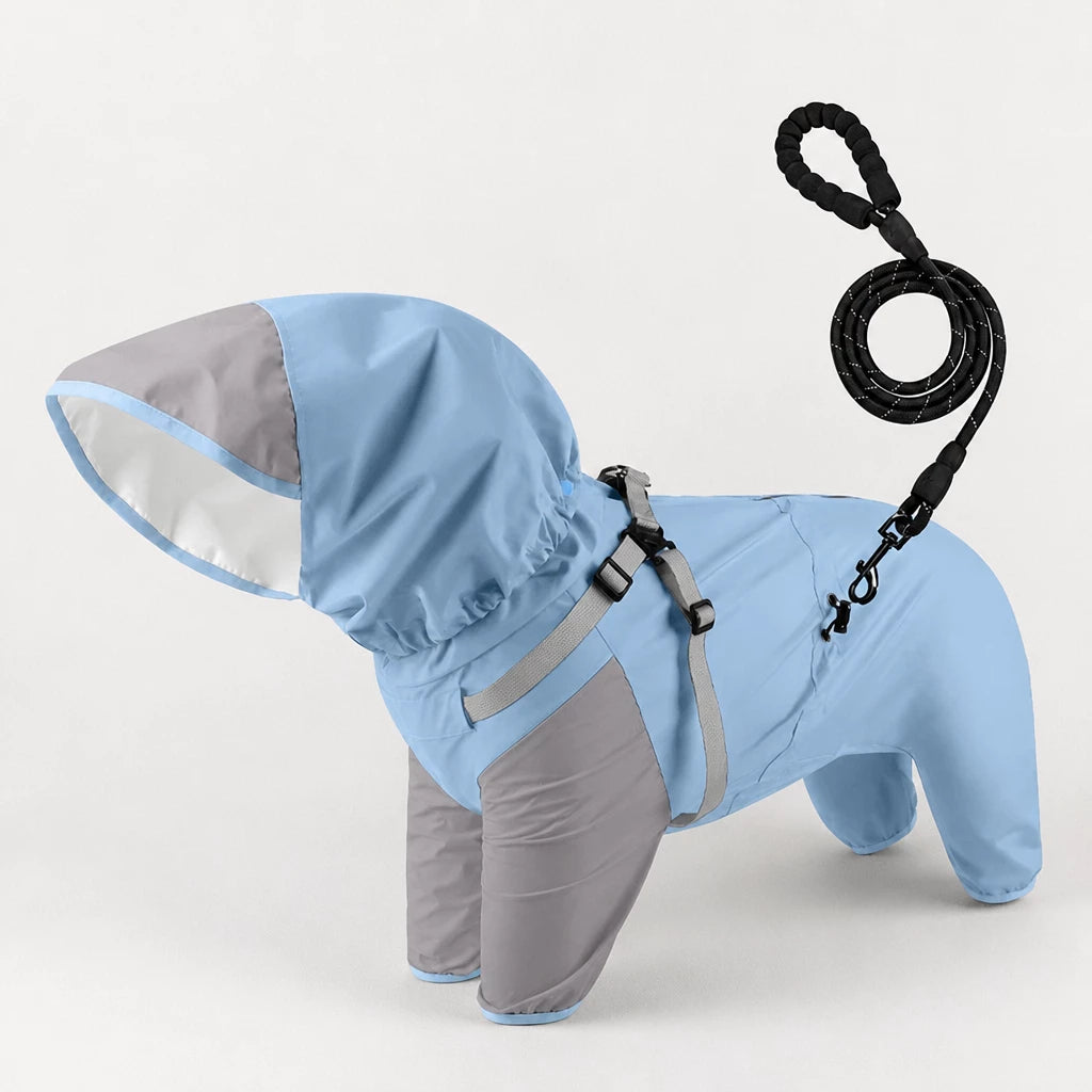 Hooded Four-Leg Dog Raincoat for Small to Medium Dogs