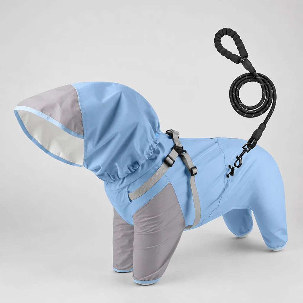 Hooded Four-Leg Dog Raincoat for Small to Medium Dogs