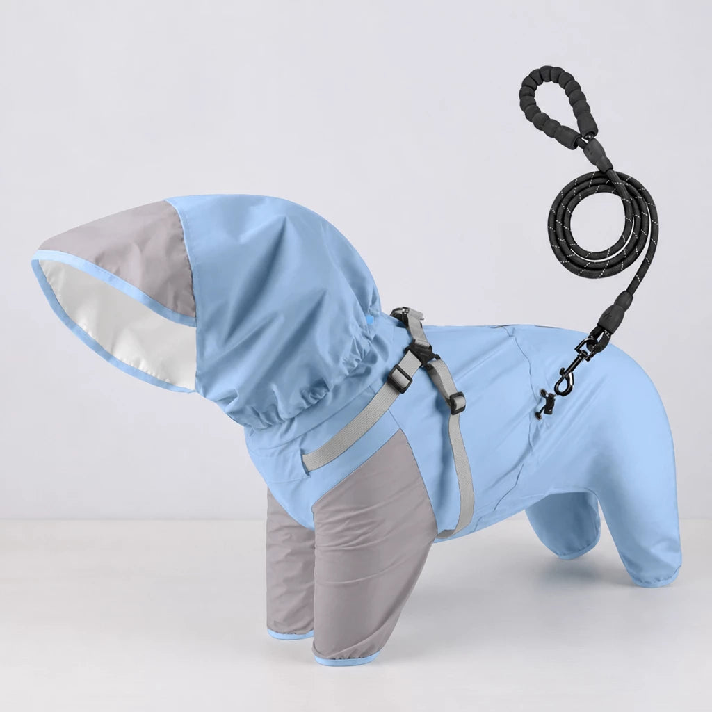 Hooded Four-Leg Dog Raincoat for Small to Medium Dogs