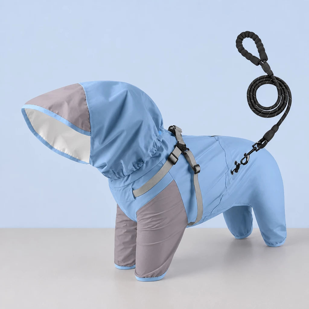 Hooded Four-Leg Dog Raincoat for Small to Medium Dogs