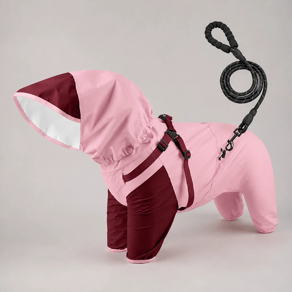 Hooded Four-Leg Dog Raincoat for Small to Medium Dogs