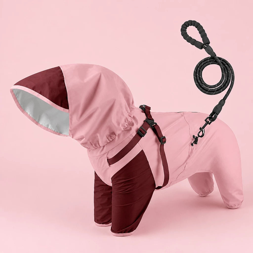 Hooded Four-Leg Dog Raincoat for Small to Medium Dogs