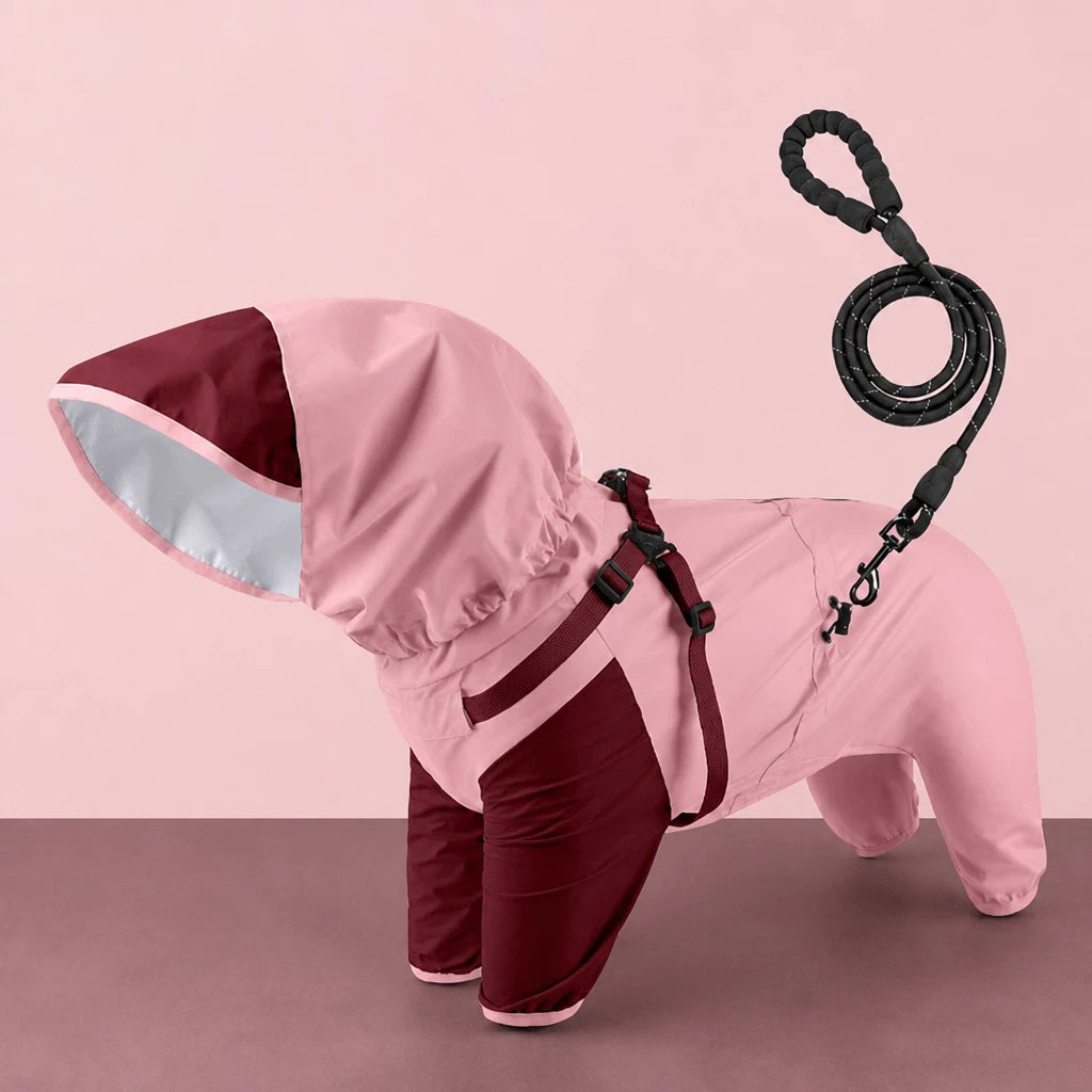 Hooded Four-Leg Dog Raincoat for Small to Medium Dogs