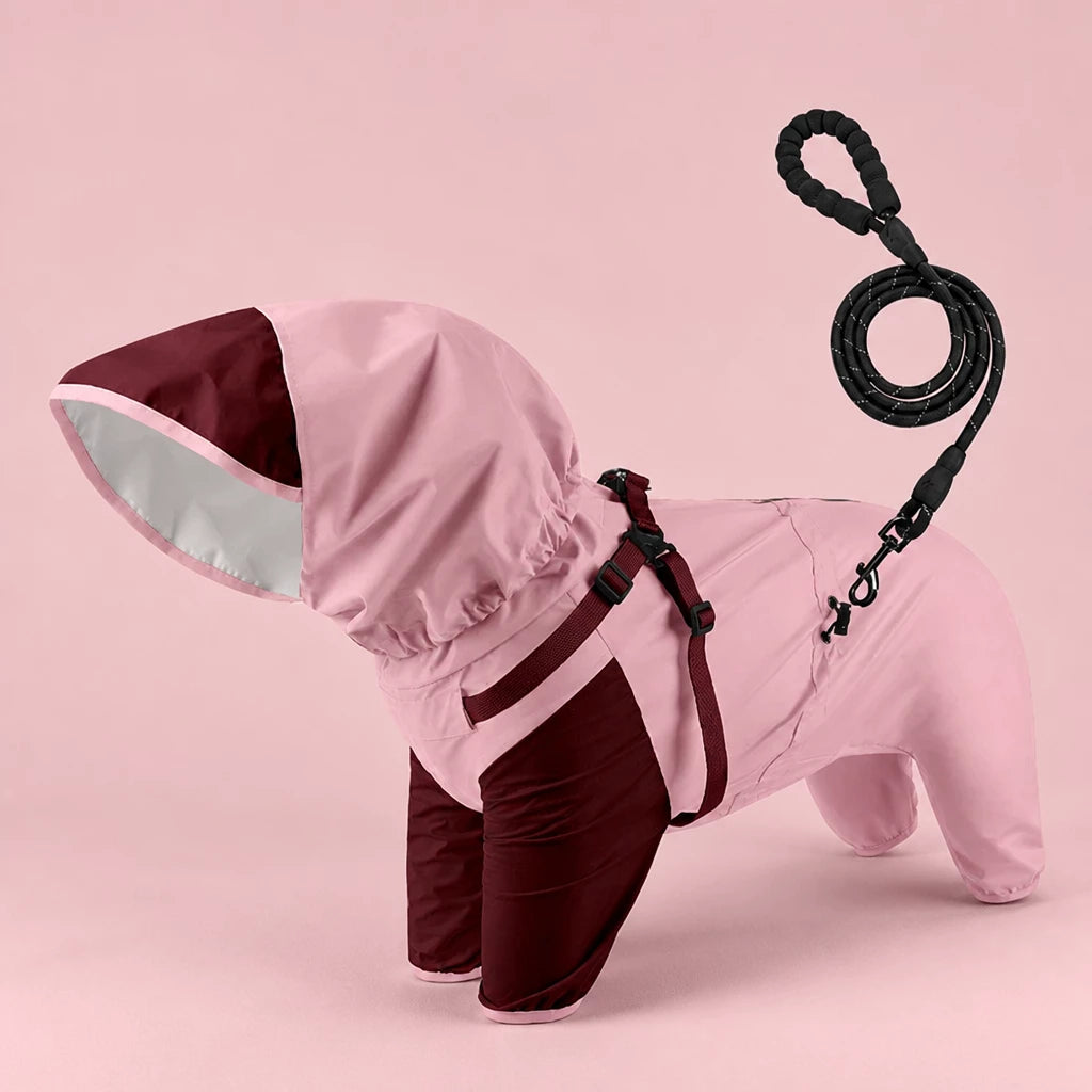 Hooded Four-Leg Dog Raincoat for Small to Medium Dogs