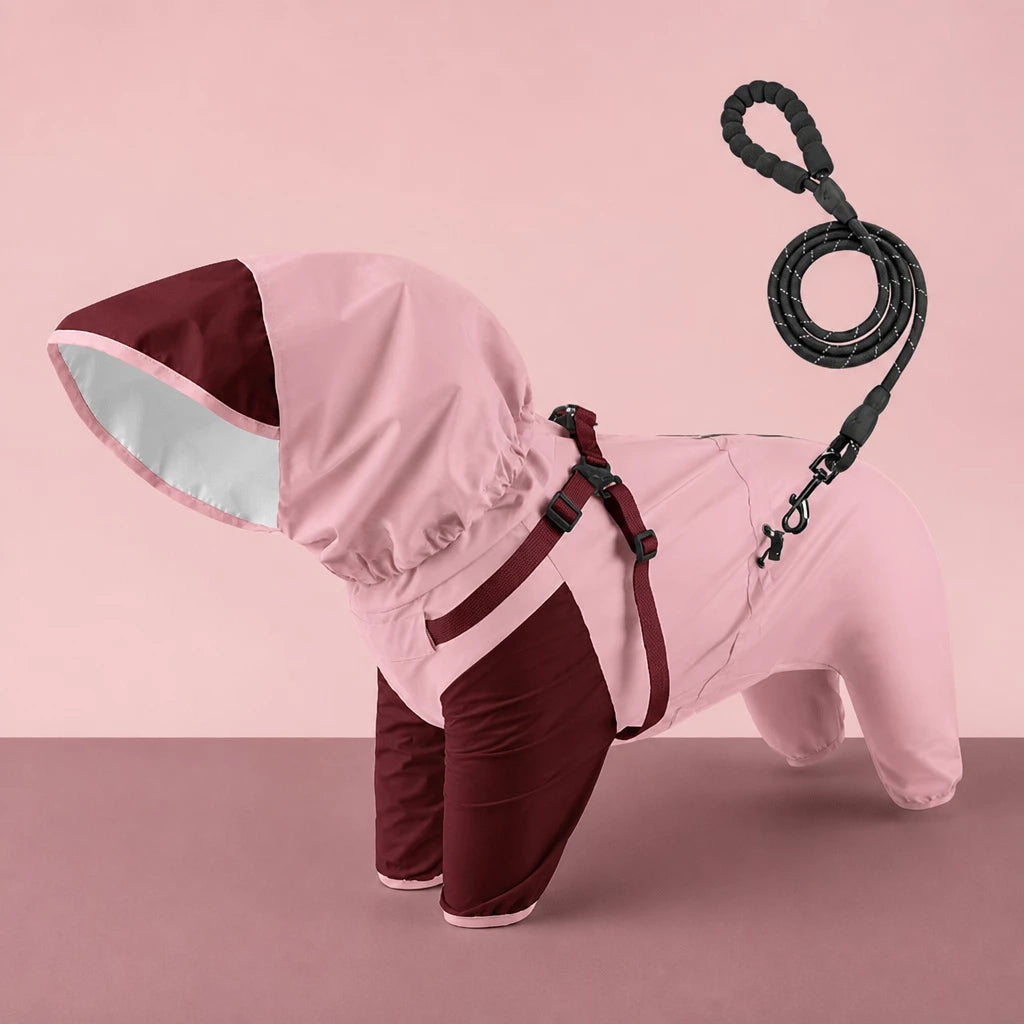 Hooded Four-Leg Dog Raincoat for Small to Medium Dogs