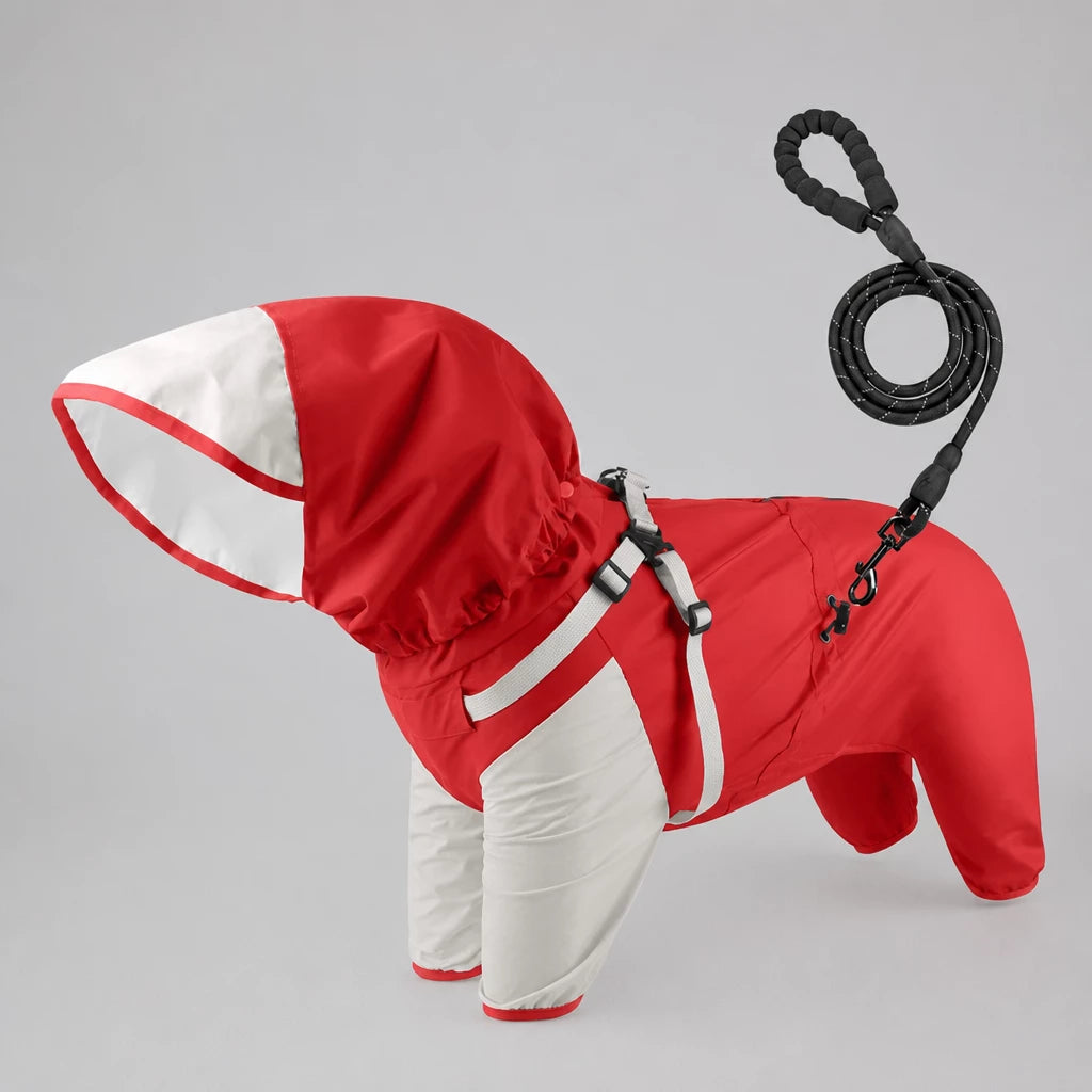 Hooded Four-Leg Dog Raincoat for Small to Medium Dogs