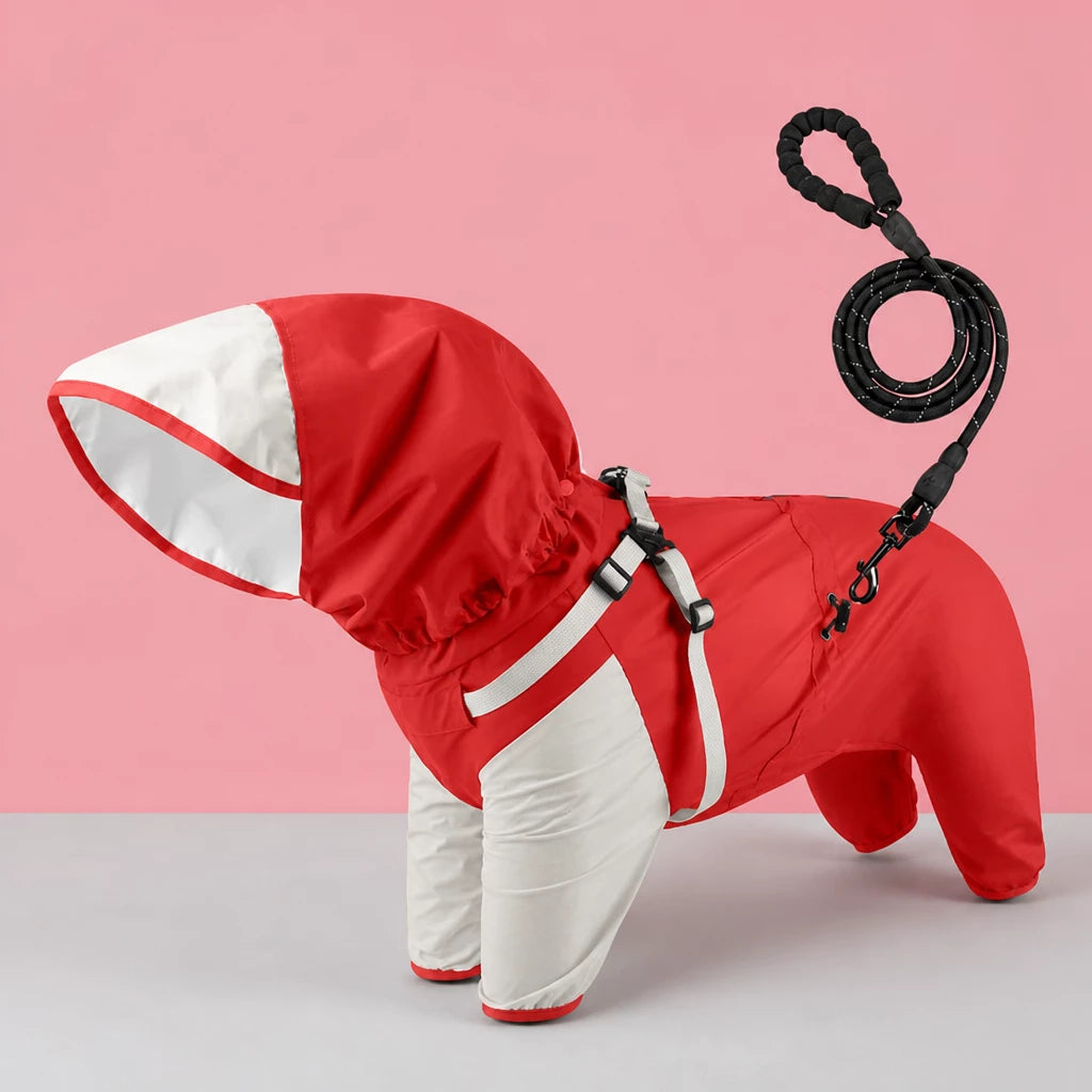 Hooded Four-Leg Dog Raincoat for Small to Medium Dogs