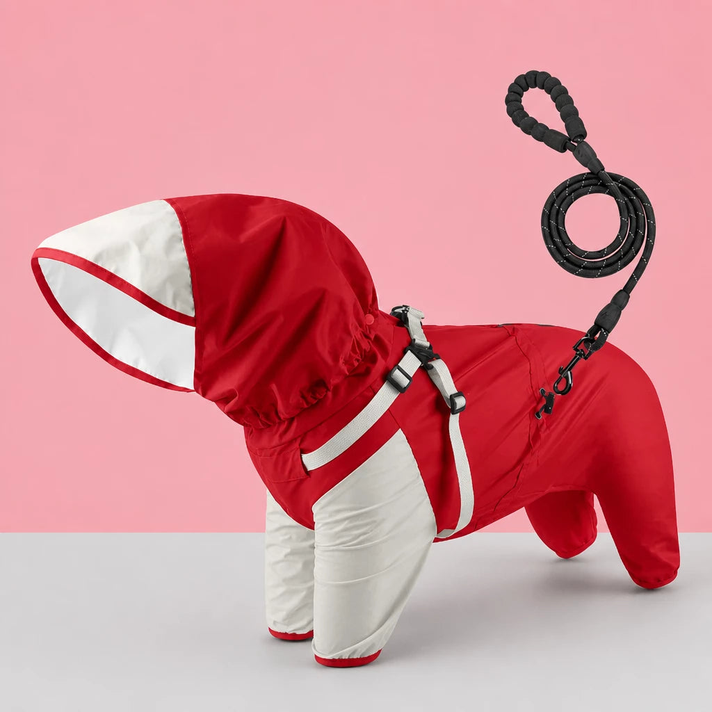 Hooded Four-Leg Dog Raincoat for Small to Medium Dogs