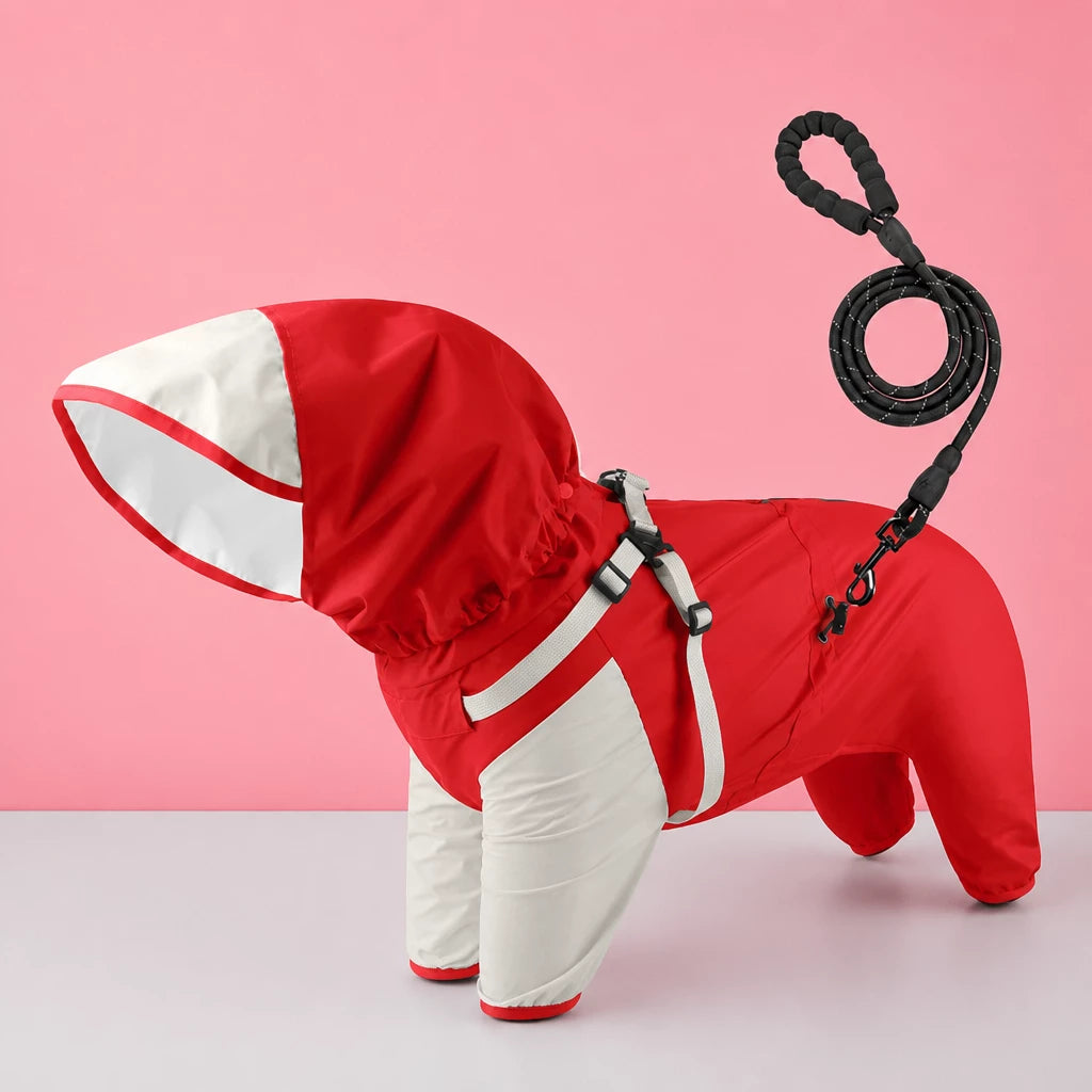 Hooded Four-Leg Dog Raincoat for Small to Medium Dogs