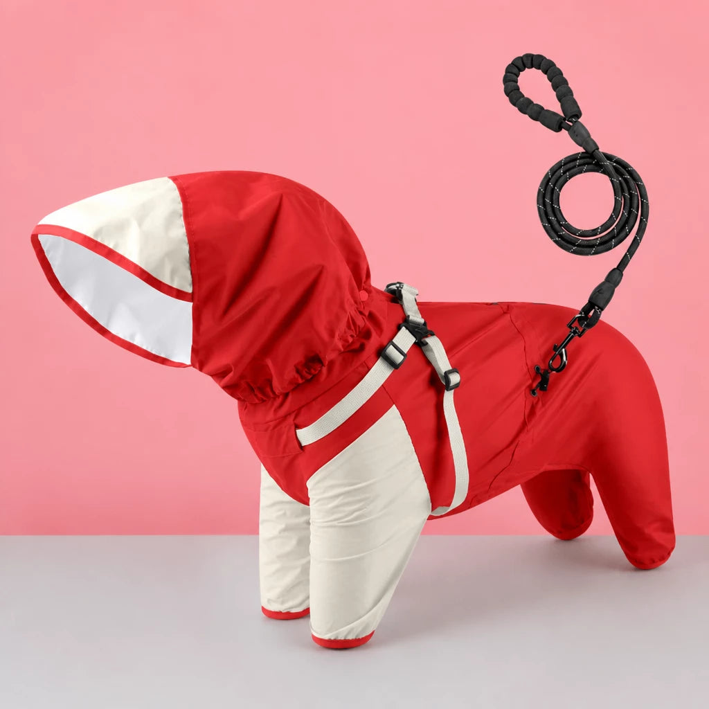 Hooded Four-Leg Dog Raincoat for Small to Medium Dogs