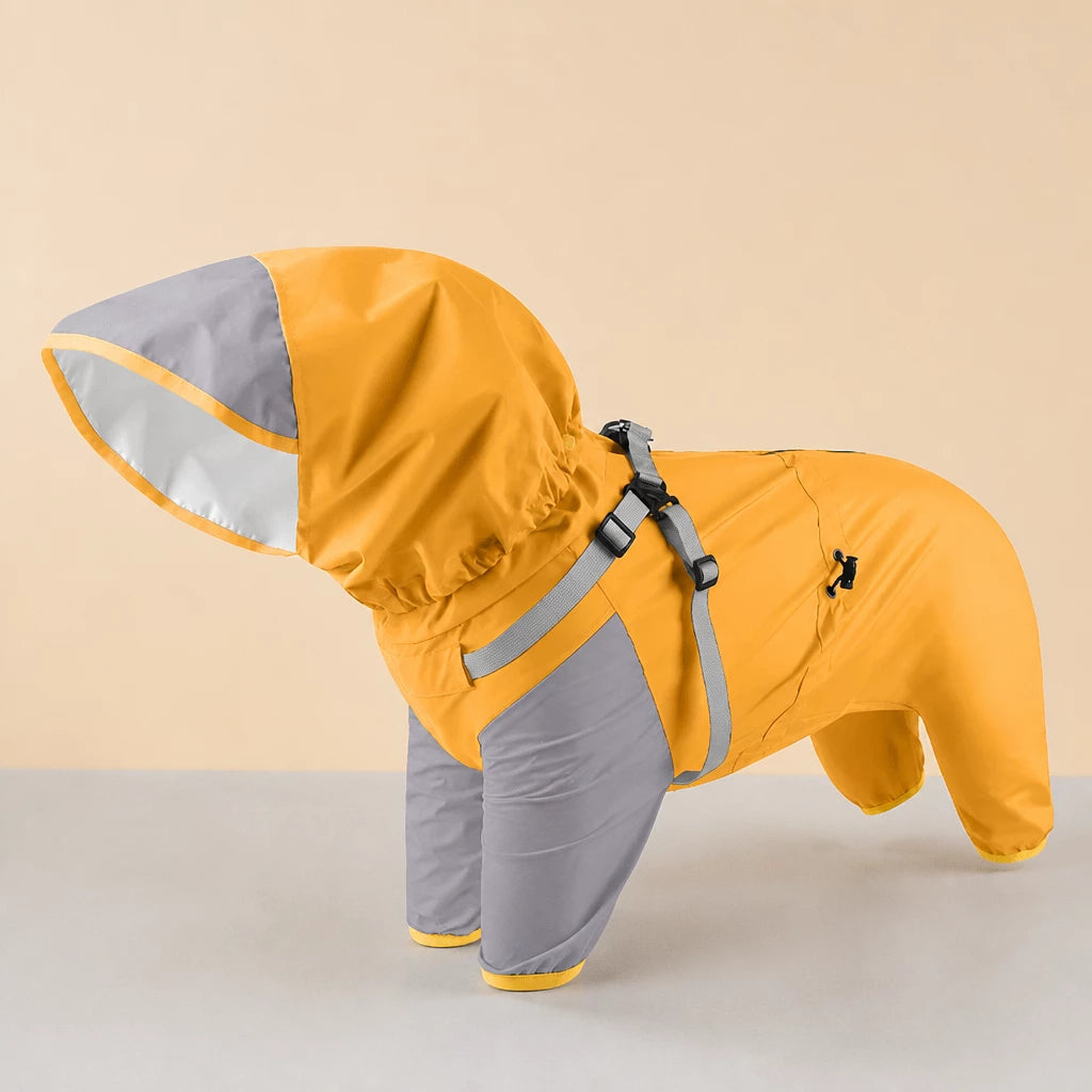 Hooded Four-Leg Dog Raincoat for Small to Medium Dogs