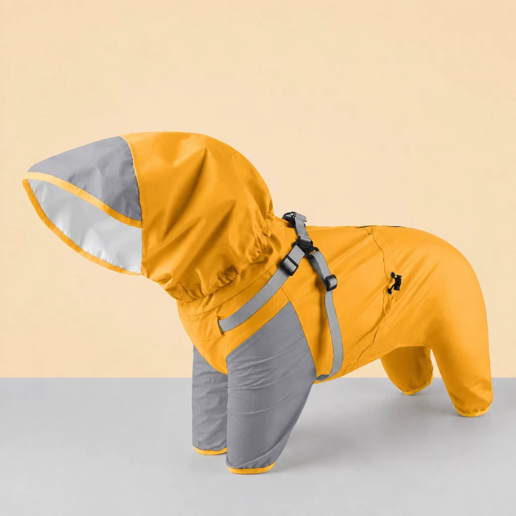 Hooded Four-Leg Dog Raincoat for Small to Medium Dogs