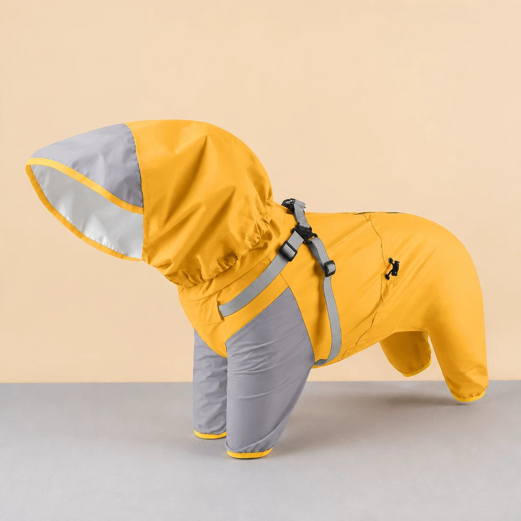 Hooded Four-Leg Dog Raincoat for Small to Medium Dogs