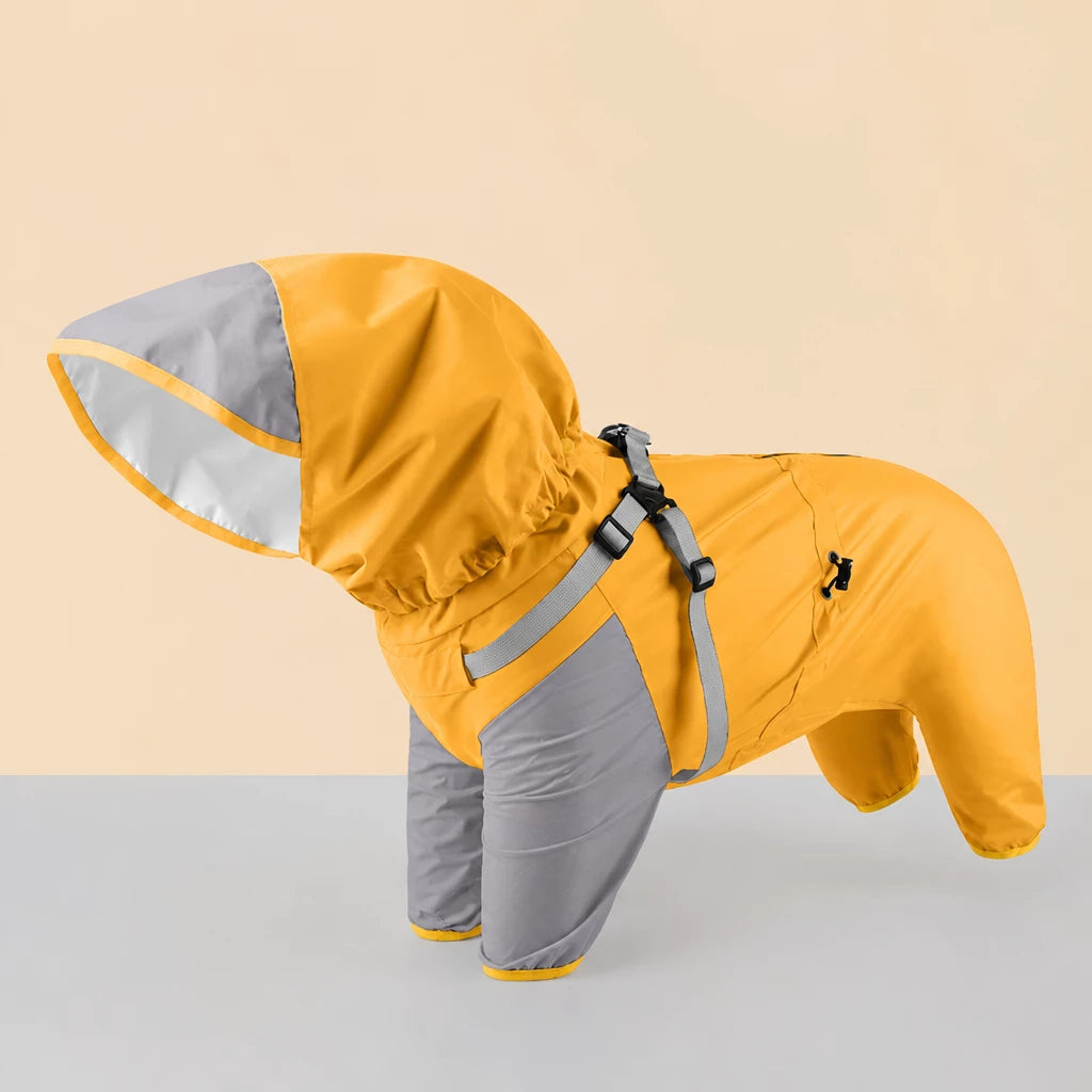 Hooded Four-Leg Dog Raincoat for Small to Medium Dogs