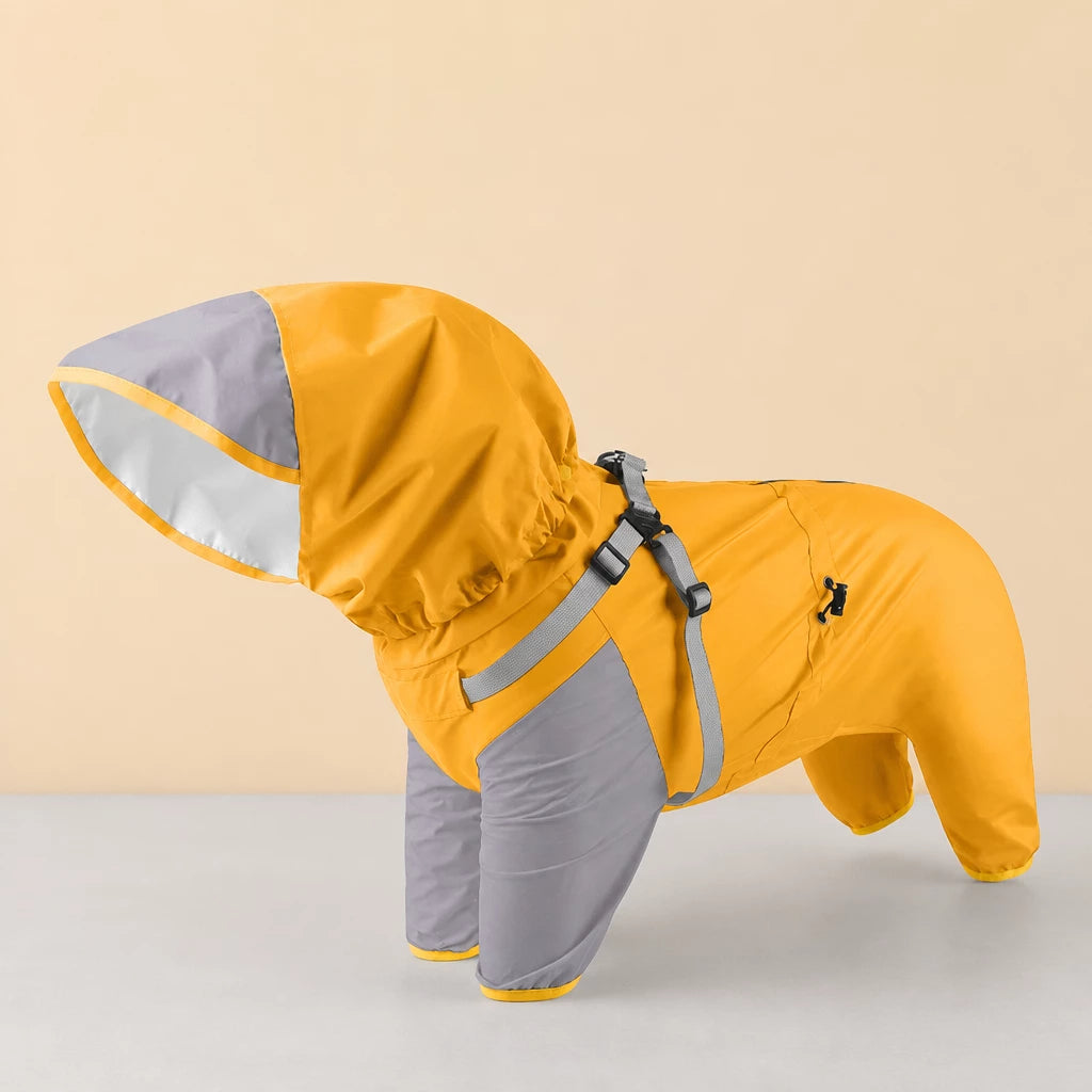 Hooded Four-Leg Dog Raincoat for Small to Medium Dogs