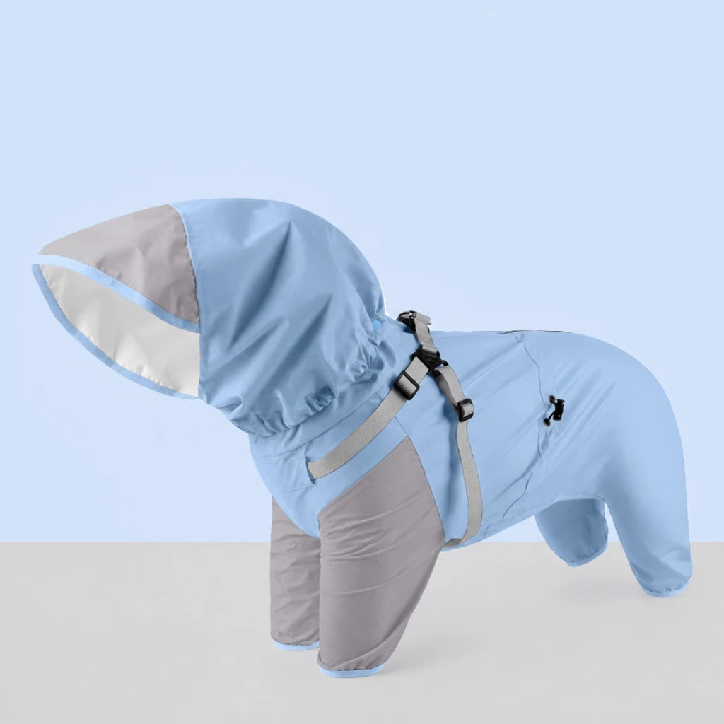 Hooded Four-Leg Dog Raincoat for Small to Medium Dogs